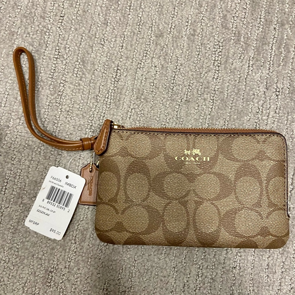 NWT authentic tan/brown coach wallet wristlet